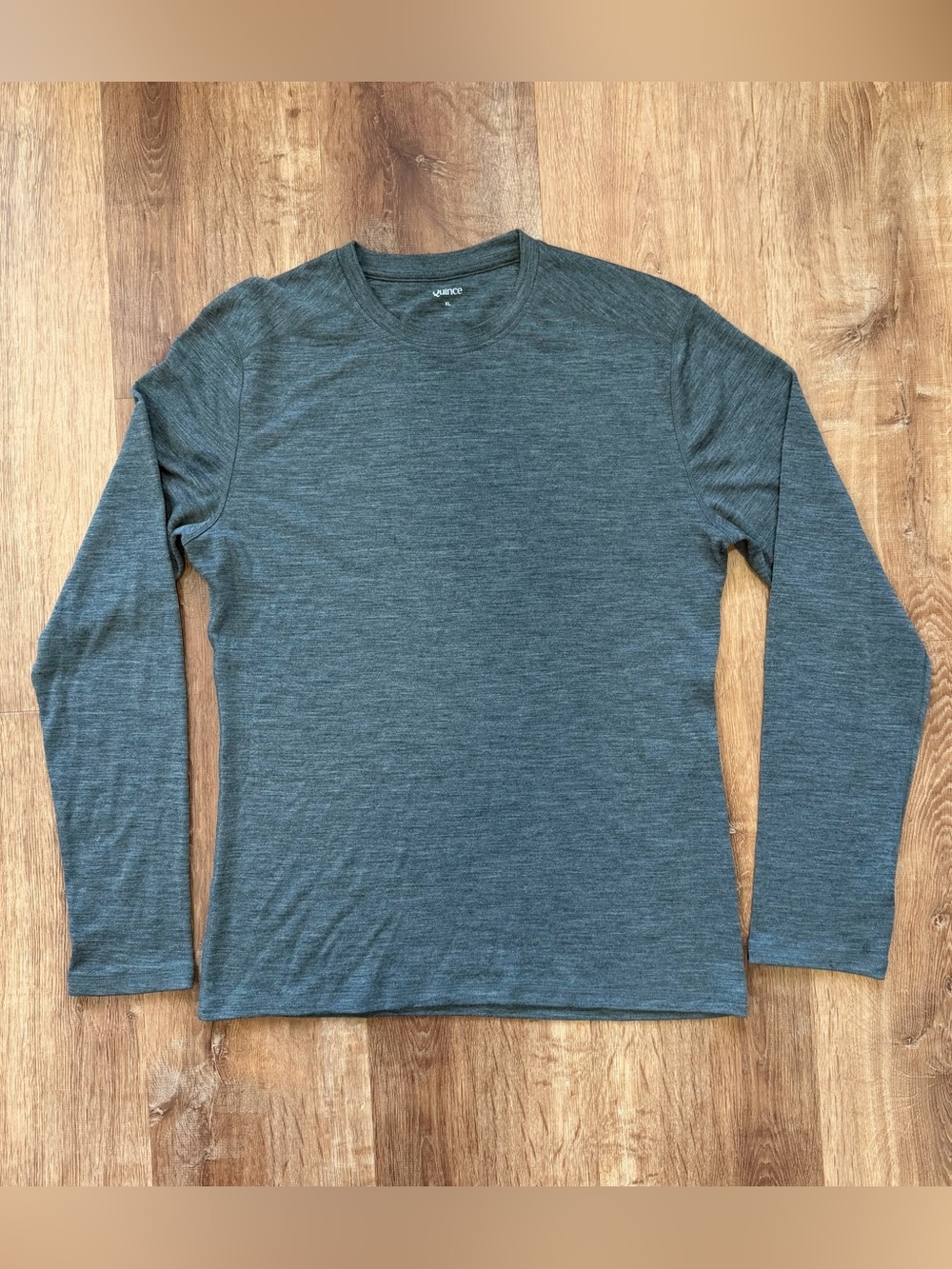 Quince Men's XL Merino Wool Base Layer Tee Long Sleeve Gray Basics T-Shirt